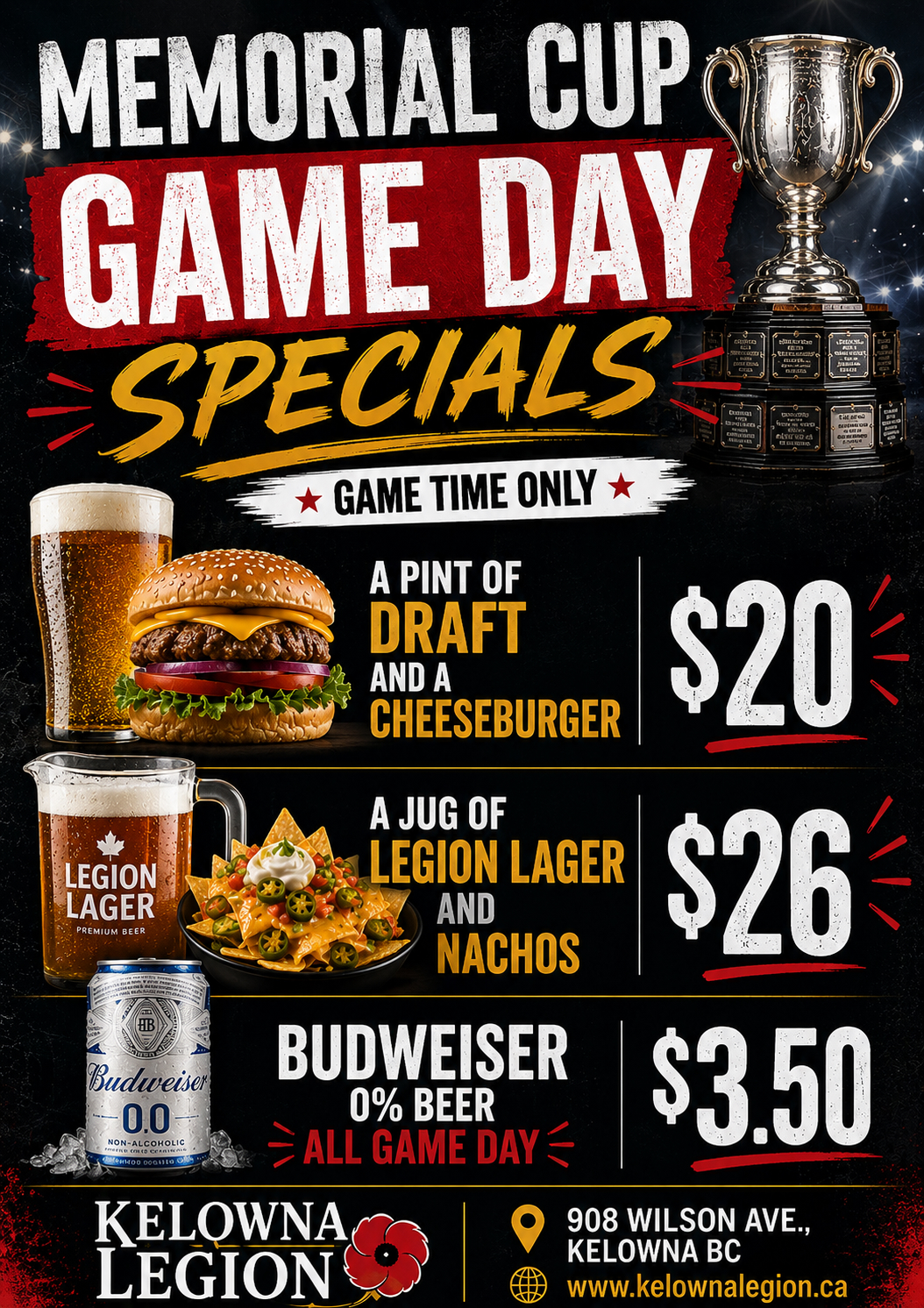 Memorial Cup Game Day Specials