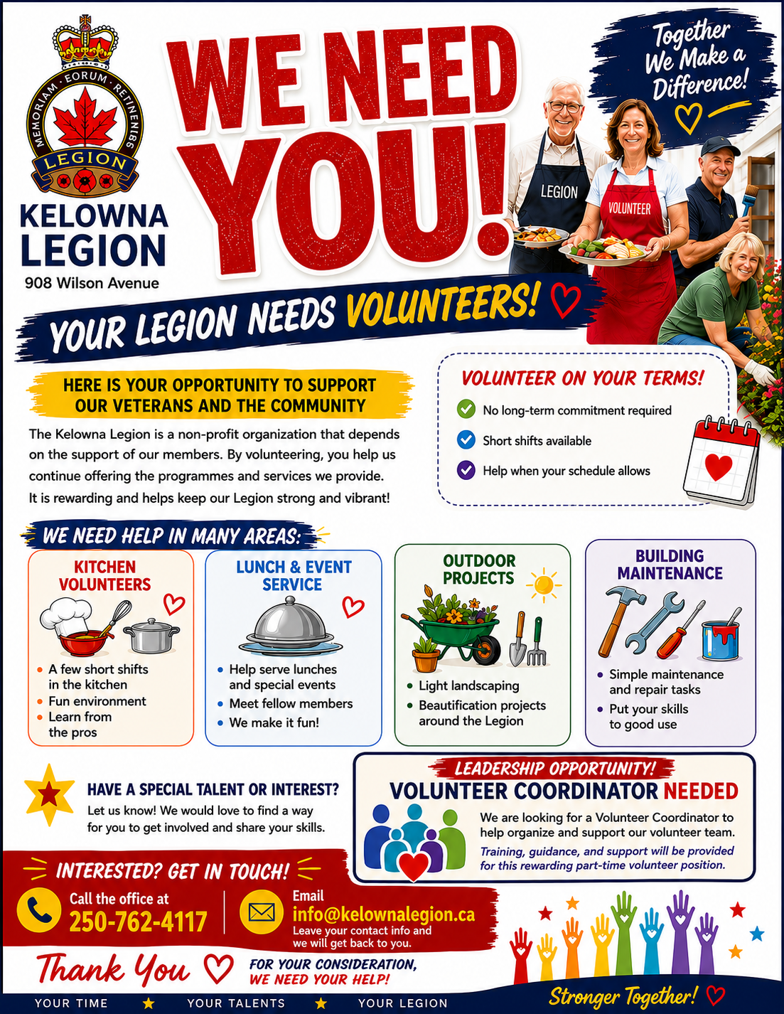 We Need You! Volunteer recruitment poster