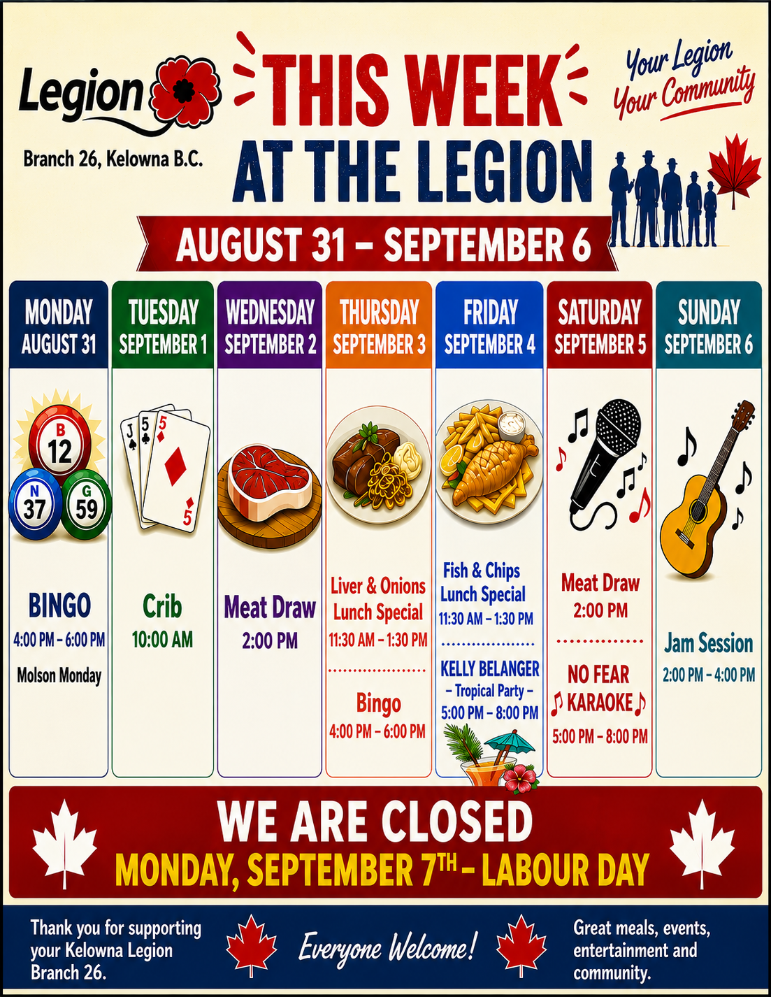 This Week at the Legion Aug 31 - Sep 6