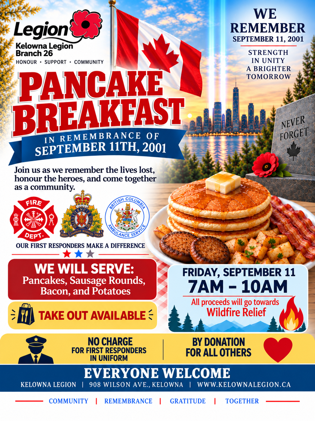 Sept 11 Pancake Breakfast for the Community
