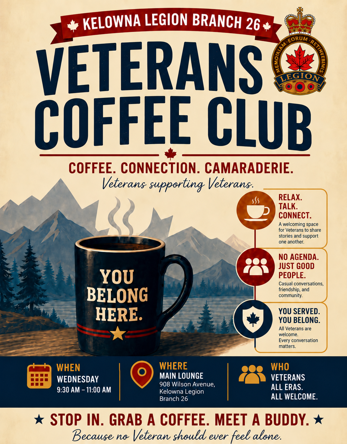 Veterans Coffee Club - Wednesday at the Kelowna Legion